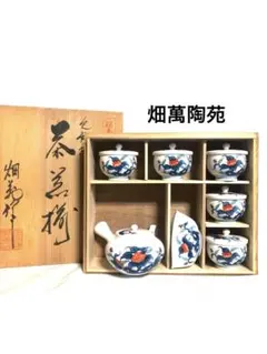 伊万里焼　畑萬陶苑　染錦岩牡丹　茶器　7点セット