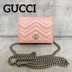 美品✨️GUCCI GGマーモント レザー チェーンショルダーウォレット