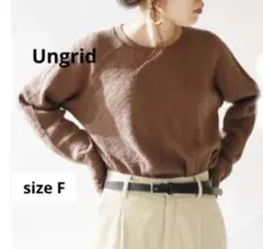 Ungrid アングリッド　ワッフルスリットロングスリーブTee　ブラウン　F