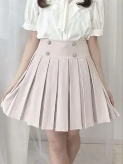 evelyn ビジュー付きピンクプリーツスカート