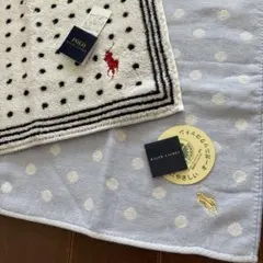未使用　ラルフローレン　タオルハンカチ2枚　ドット　RALPH LAUREN