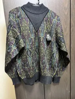 多色ニットセーター Vネック タートルネック/98ブラック　M サイズ