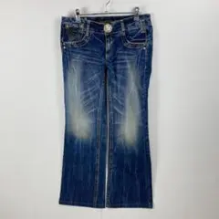 RED PEPPER ブーツカット デニムパンツ 刺繡 ヒゲ加工 y2k 28