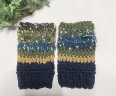 男女兼用♡ハンドウォーマー　ハンドメイド　かぎ針　手編み　手袋　アームウォーマー