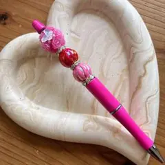 カスタムボールペン ハンドメイド 薔薇 リボン ピンク レッド