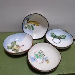陶芸家 芦澤龍夫さん作品 わら白二連豆皿 青磁箸置き 陶印あり