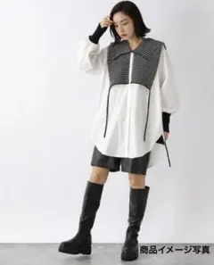 JEANASIS BIGカラーニットドッキングシャツ