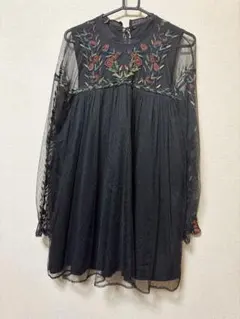ZARA 刺繍入り シースルーチュニックワンピースのサムネイル