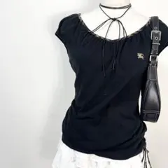 y2k❤️ BURBERRY BLUE LABEL チェック柄レースアップトップス