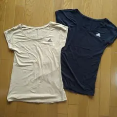 adidas 半袖Tシャツ 2枚セット ベージュ ブラックのサムネイル