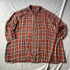 00s チェック ネルシャツ グランジ オレンジ Y2K 平成 大人気 古着