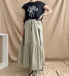 LHELBIE　カーゴバルーンスカート　ライトカーキのサムネイル