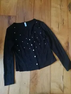 新品同様★レース＆パール　カーディガン★ブラック