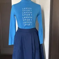 LANVIN SPORT タートルネック トップス 青　ターコイズブルー　ロゴ