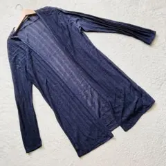 良品 UNIQLO 【M】ネイビー 透かし編みカーディガン 春