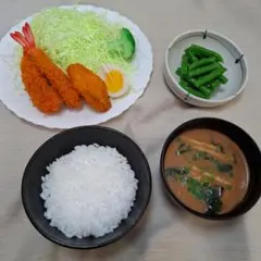 食品サンプル　ミックスフライ定食