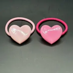 【濃ピンク×淡ピンクハート型】　ヘアゴムセット（part2）