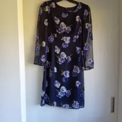 ROPÉ ネイビー 花柄 長袖ドレス 7ARお出かけ発表入学式