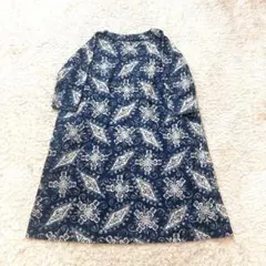 極美品✨45r ロングワンピース 納戸デニム抜染 インディゴ R刺繍のサムネイル