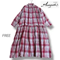 新品　ICHI Antiquités⭐︎リネンロングワンピース ICHI Antiquites (イチアンティークス) カラーリネンギャザー