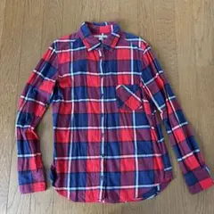 UNIQLO 赤チェック 長袖シャツ S