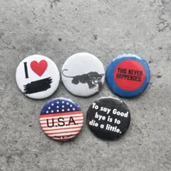 ヴィンテージ 風　缶バッジ　5個セット　32㎜　アメリカ国旗　ジャガー