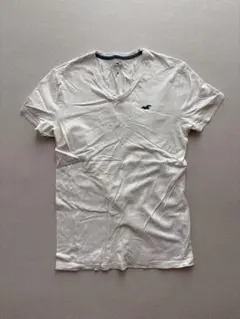 HOLLISTER ホリスター Vネック Tシャツ S ホワイト 白 刺繍