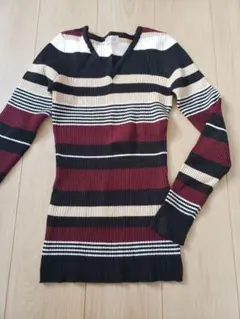 ボーダーニット ブイネック