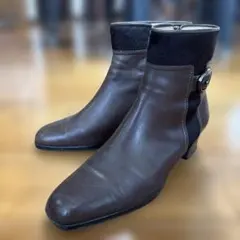 銀座ヨシノヤ　ショートブーツ　ブラウン　23.5 cm サイドジッパー