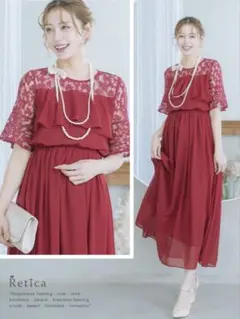 フレアシフォンロングワンピースパーティードレス