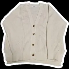 アメリカンホリック バイパチラメ入りVネック片畦ニットカーディガン アイボリー