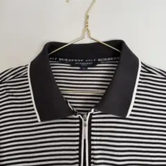 廃盤　バーバリーゴルフ ボーダーポロ　ブラック＆ホワイト　美品　サイズＬ　ロゴ有