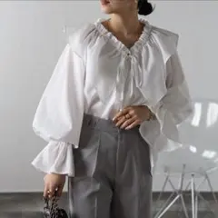 ラスト1点✳️Bonjour sagan ラッフルカラーブラウス