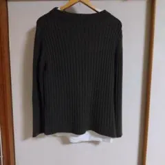 ユナイテッドアローズ　オリーブリブ編み長袖ニットとホワイトノースリーブ