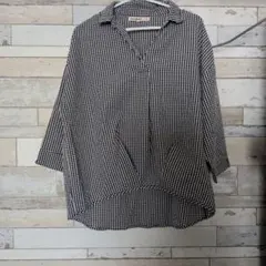 C.B. ギンガムチェック五分袖シャツ