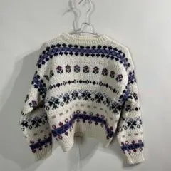 LAURA ASHLEY スコットランド製 編み込み セーター 花柄