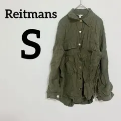 Reitmans【S】オリーブグリーン 長袖シャツ カーキ ポケット 羽織り