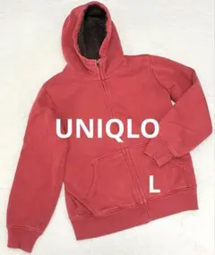 最終価格【UNIQLO】フード付き　ジップアップパーカー　L 赤色