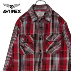 古着AVIREXアヴィレックス 肉厚長袖チェック柄シャツ ヘビーコットンシャツM