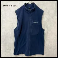 mont-bell　フリースベスト　紺　ジップ　ロゴ　アウトドア　M