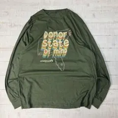 oneblood 長袖プリントTシャツ オリーブグリーン XL