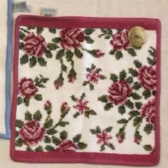 FEILER シェニール織 フラワー柄 タオルハンカチ ドイツ製 ボルドー バラ