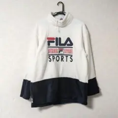 FILA フリースジャケット L ホワイト/ネイビー
