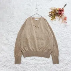 ロペピクニック Vネックニット ウール タヌキウール 無地 薄手 キレイめ