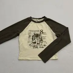 Dazy グラフィック長袖Tシャツ L アイボリー カーキ