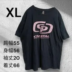 海外古着 Tシャツ ブラック 両面プリントピンク XL