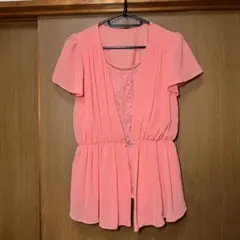 【新品/未使用】CecilMcBee ピンク シフォン フレアブラウス 半袖　M