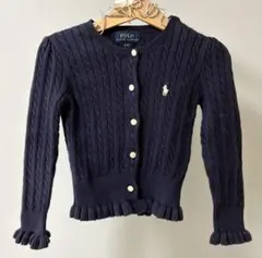 POLO ネイビー ケーブルニットカーディガン