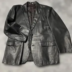 テーラードジャケット　牛革　黒　L