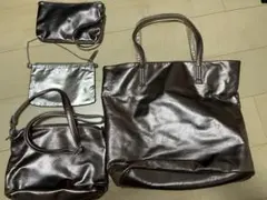 【値下げ】Cepicaリバーシブル4点セットバッグ　シルバーパープル系